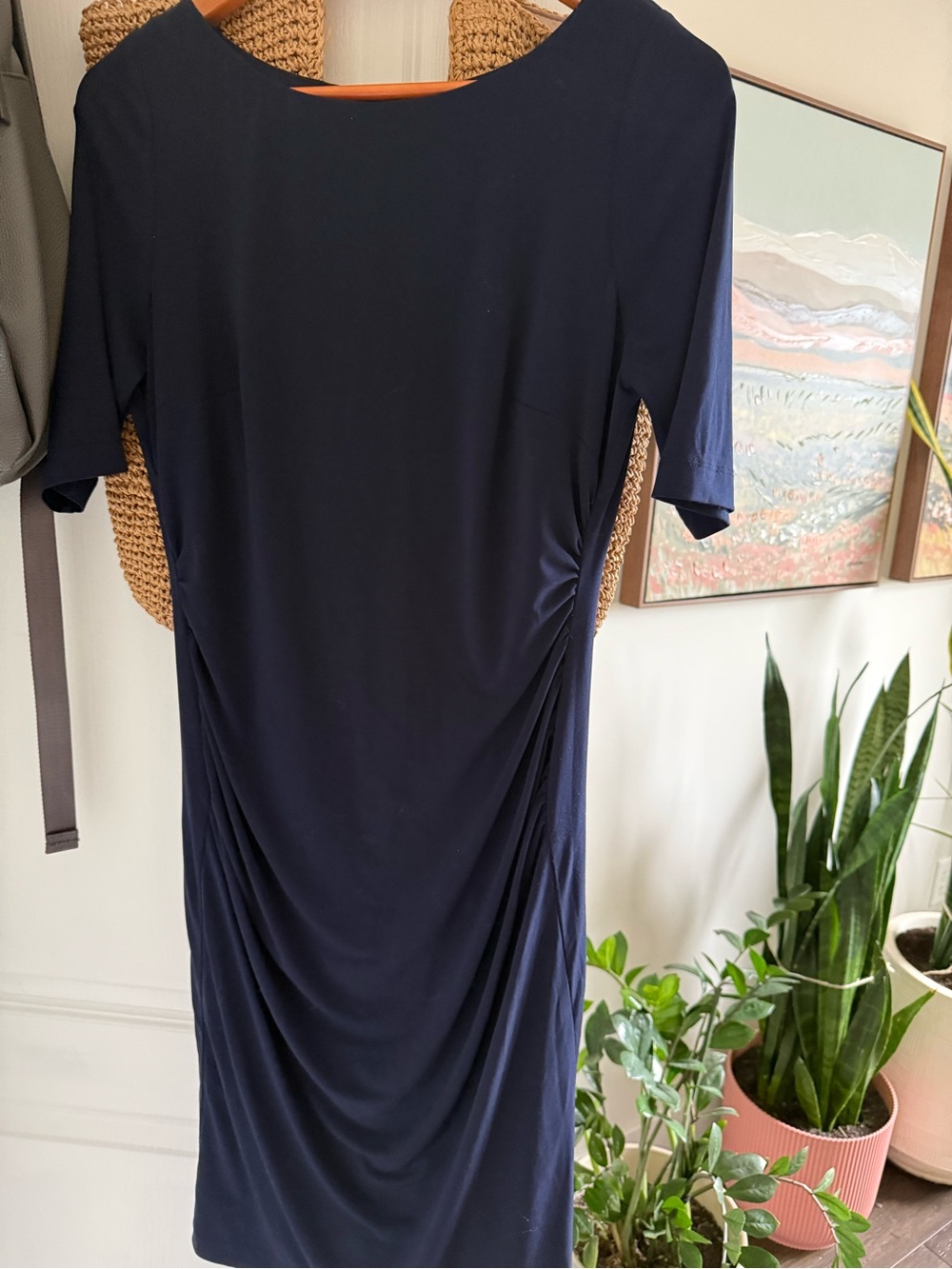 Women's Navy Ruched Side Dress - Brand Unknown